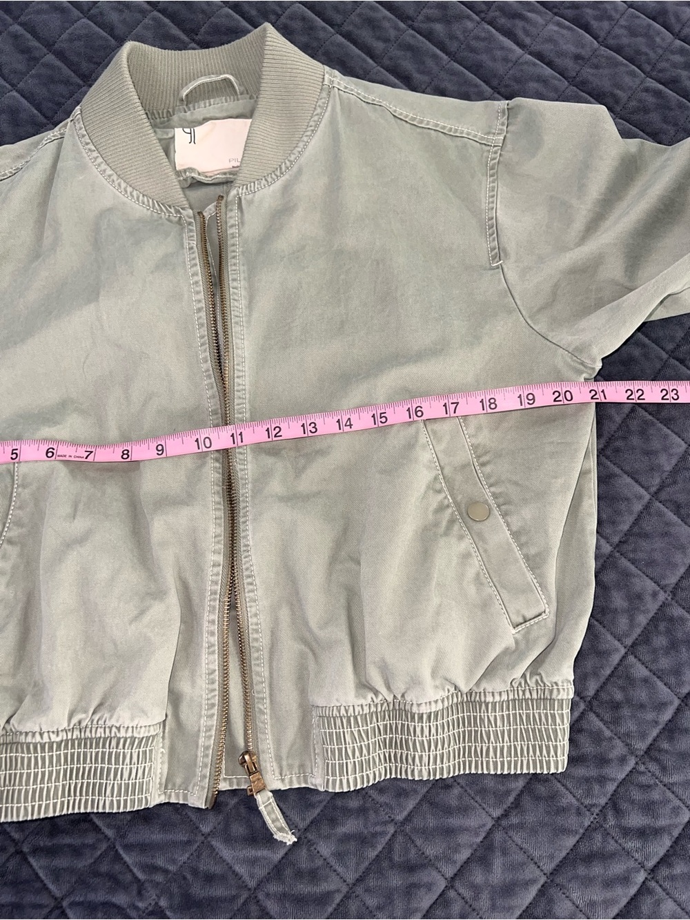 Pilcro Anthropologie Bomber Jacket Women’s Medium Olive Green Crop B26 - Picture 7 of 9
